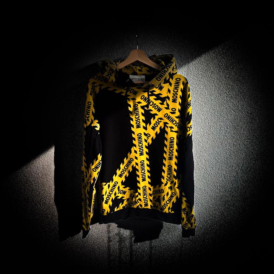 Moschino Mainline Hoodie Caution Tape Italy Pullover Milano