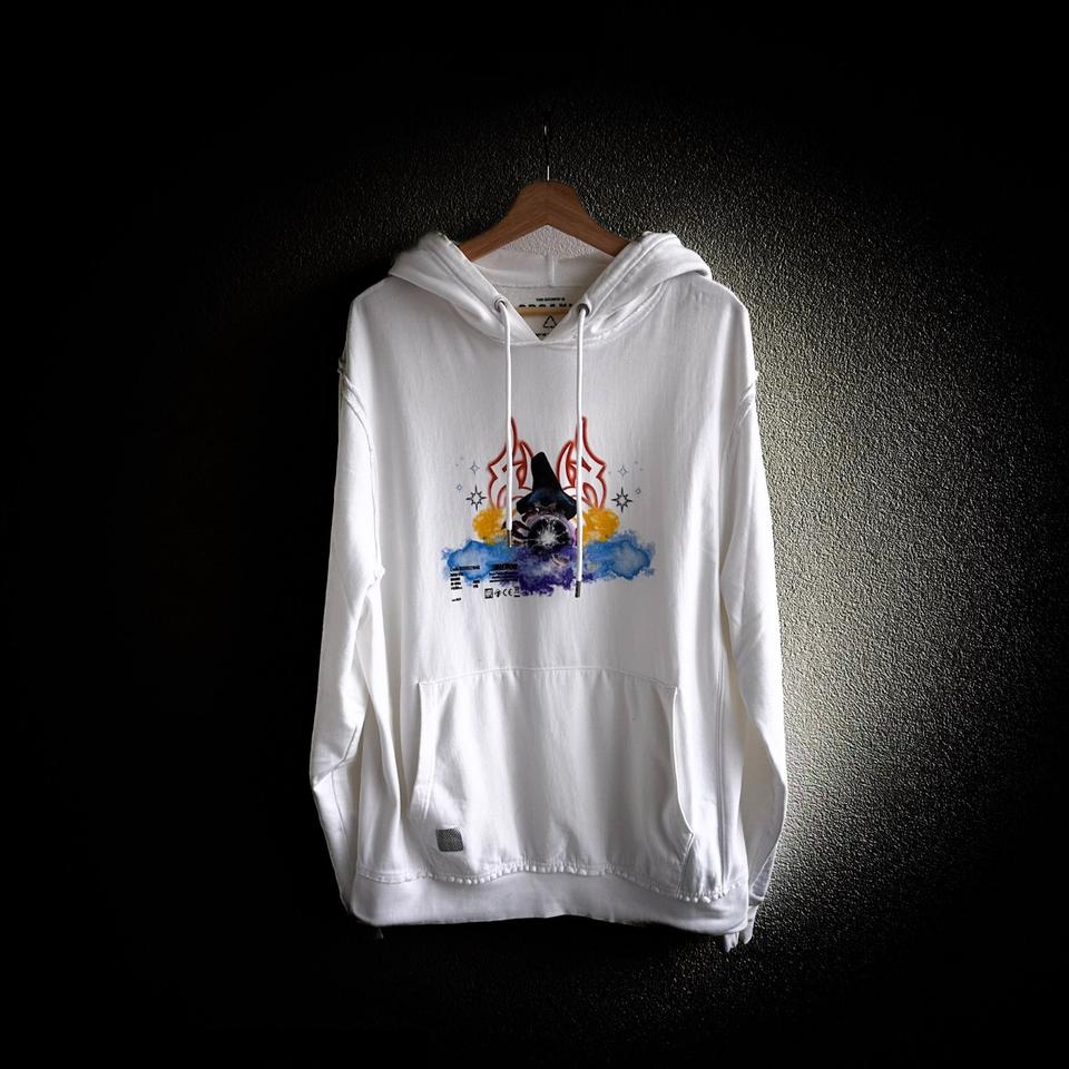 Heron Preston Hoodie White Tribal Wizard Bio Baumwolle P