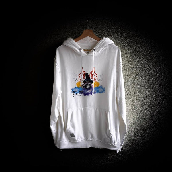 Heron Preston Hoodie White Tribal Wizard Bio Baumwolle P