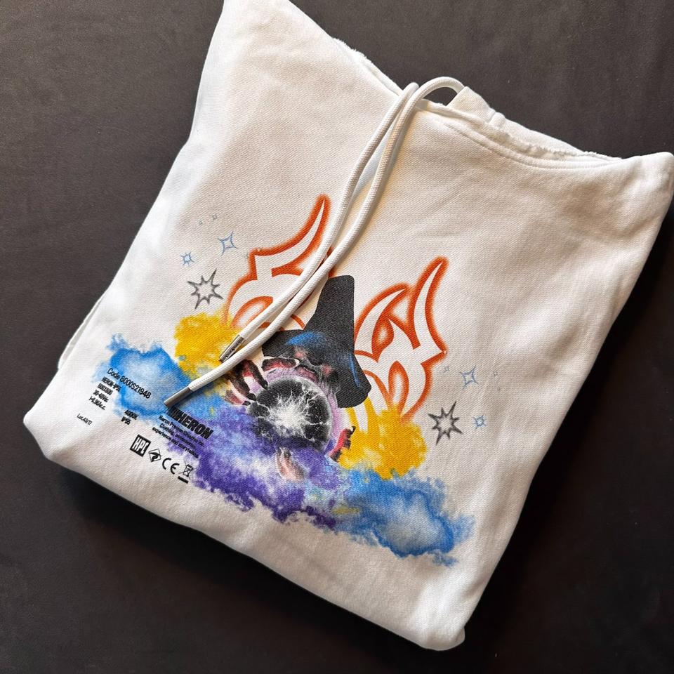 Heron Preston Hoodie White Tribal Wizard Bio Baumwolle P