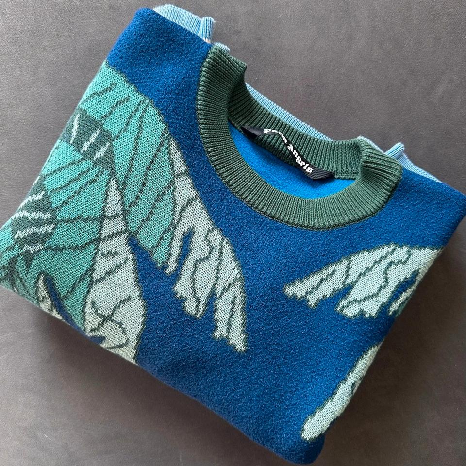 Palm Angels Pullover Cropped Wool-Jacquard Sweater