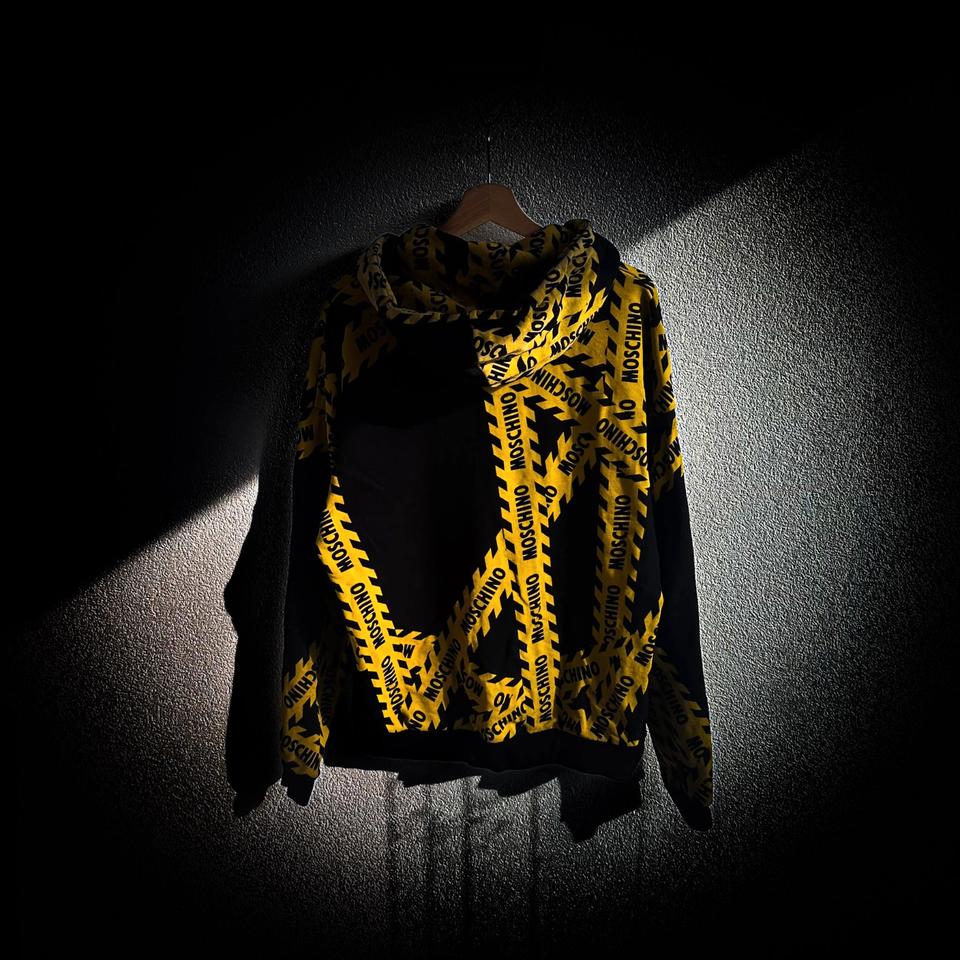 Moschino Mainline Hoodie Caution Tape Italy Pullover Milano