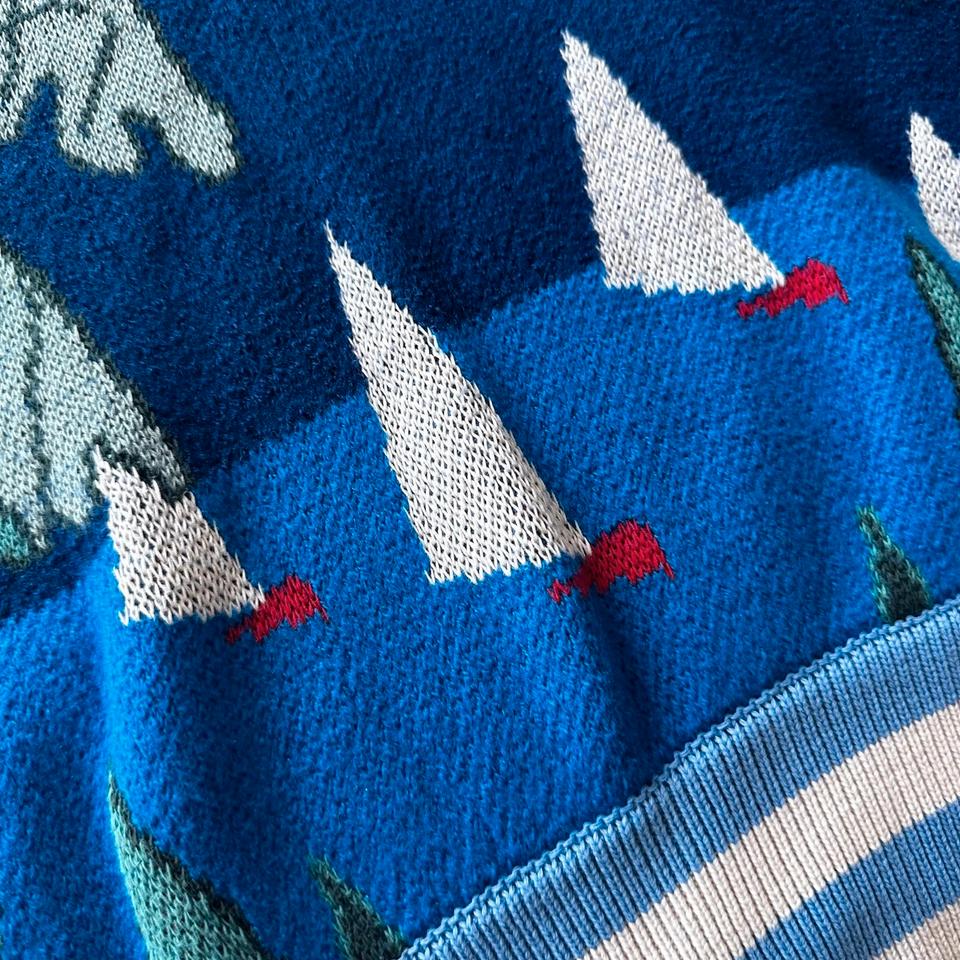 Palm Angels Pullover Cropped Wool-Jacquard Sweater