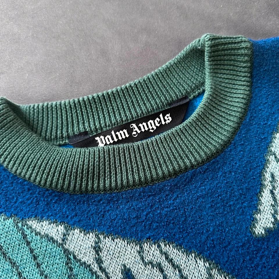 Palm Angels Pullover Cropped Wool-Jacquard Sweater