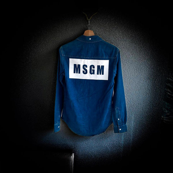 MSGM Jeans Hemd Milano Logo Italy
